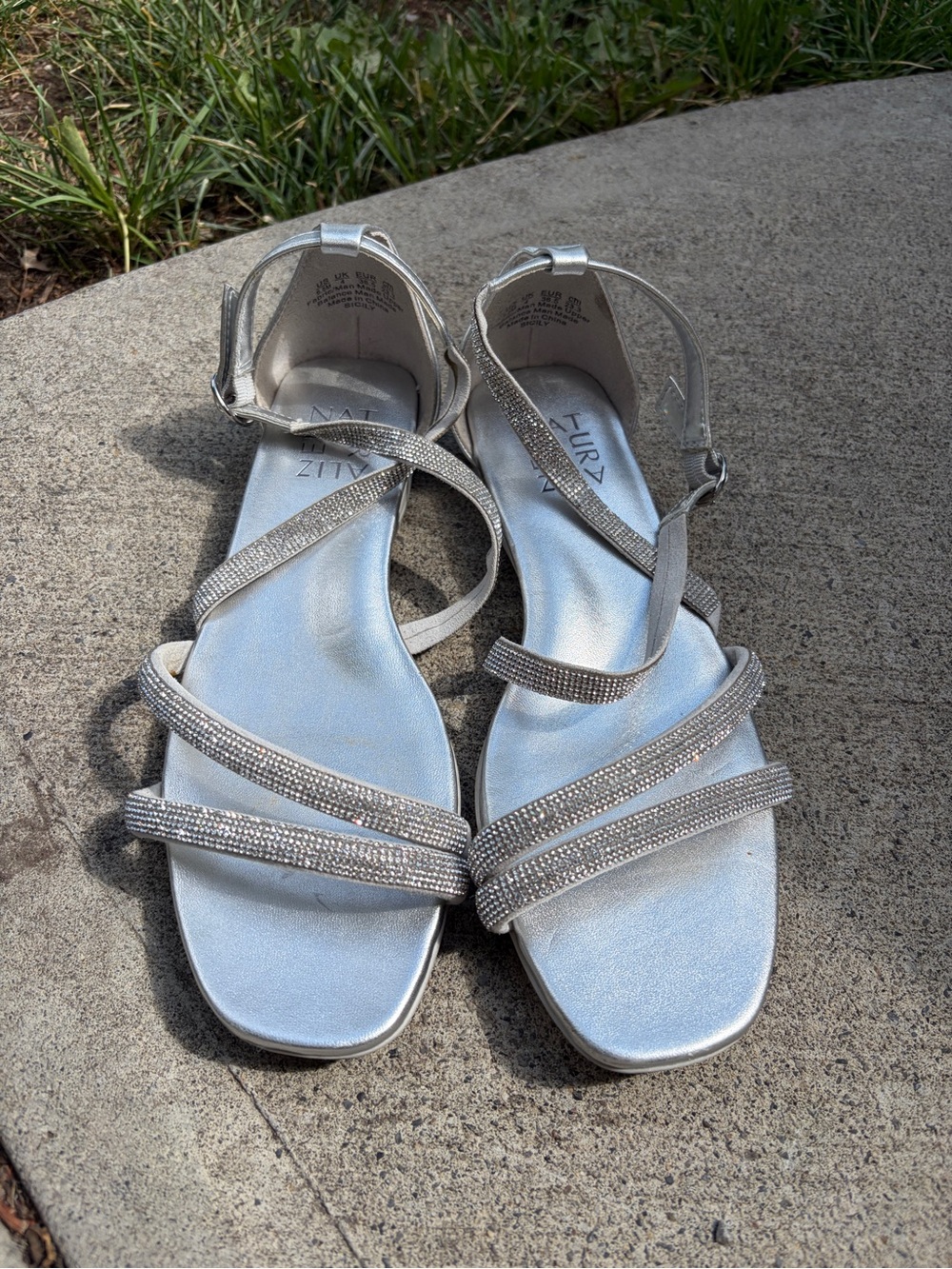 Naturalizer Silver Strappy Rhinestone Sandals